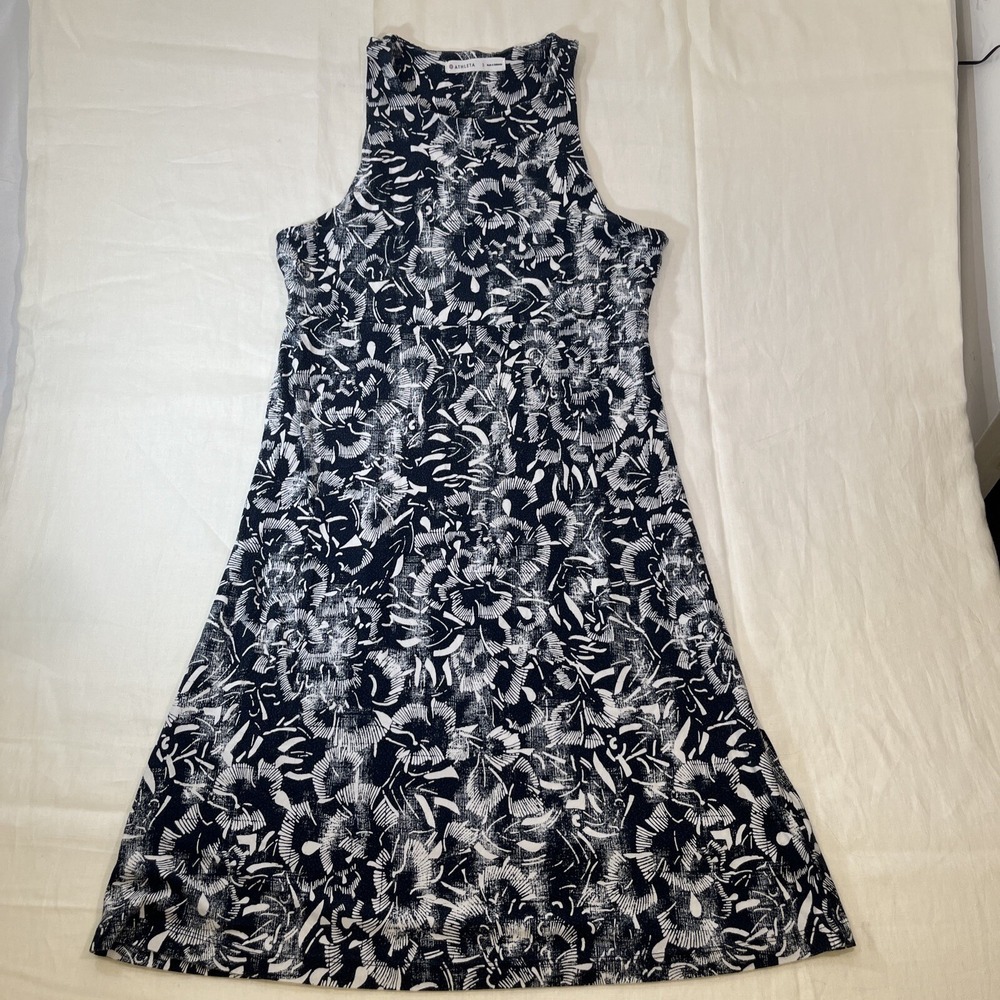 Athleta Santorini Floral Print Dress Indigo Floral Small Sleeveless 211920